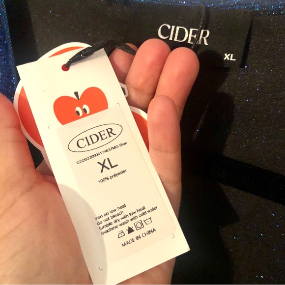 Cider Midnight Blues Sparkly Blue Green Color Shift Long Sleeve Mini Dress - Picture 11 of 11